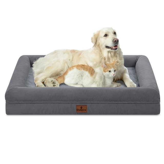 XL Dark Gray Dog Bed Orthopedic Memory Foam Pet Sofa w/Removable Cover & Bolster