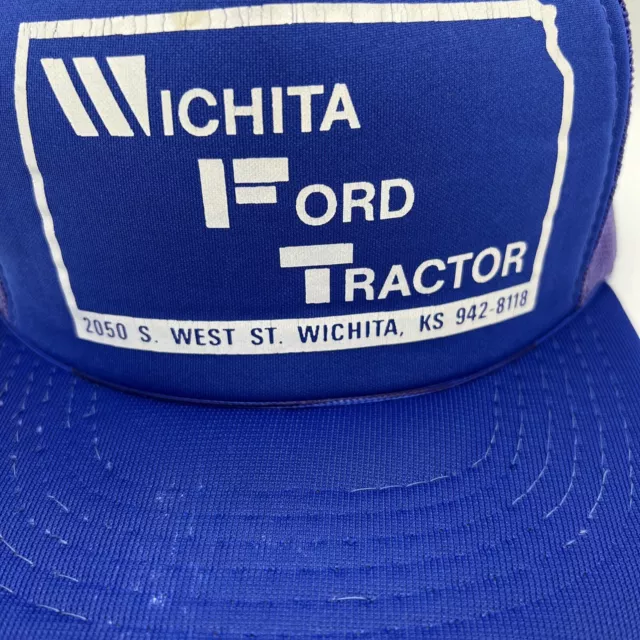 Vintage Wichita Ford Tractor Hat Cap Snap Back Blue Mesh Trucker YoungAn Mens 3