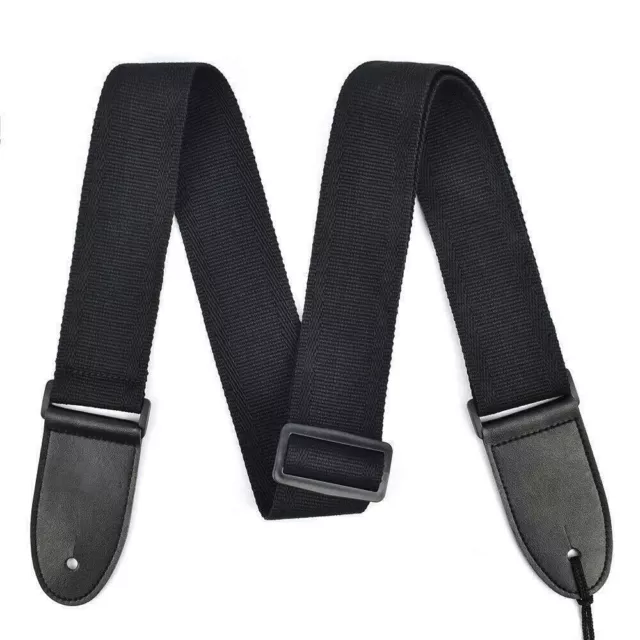 Black Guitar Strap Replacement Adjustable Nylon Belt Acoustic Electric Bass Will