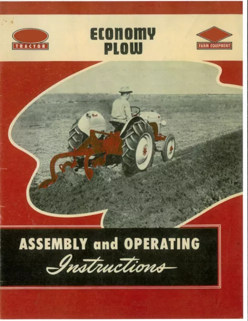 Ford Dearborn Economy 3pt Hitch Tractor Moldboard Plow Owner's Manual 8n 2n 9n