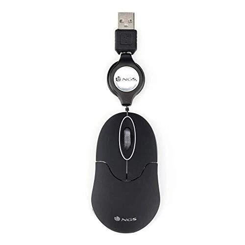 NGS Sin Black - Souris Optique 1000dpi avec Câble Rétractable USB Souris pour...