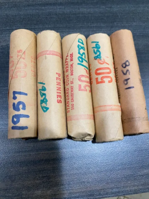 LINCOLN WHEAT CENT ROLLS (5 BU rolls lot)- US COINS (250 BU coins)