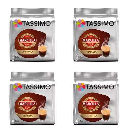 4 X Tassimo Marcilla Spanish Caffe Espresso - From Spain - 64 Capsules