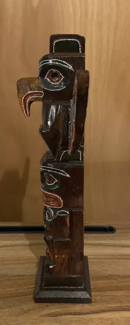 Indian Totem Pole 40cm Carved Wooden Painted 3