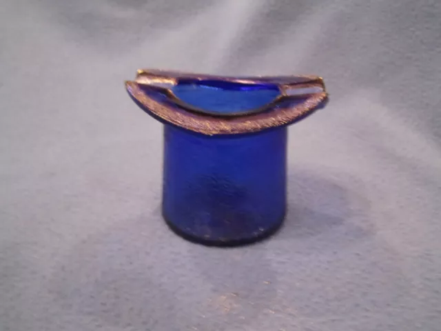 Cobalt Blue Vintage Top Hat Ashtray 2" height x 3" across top