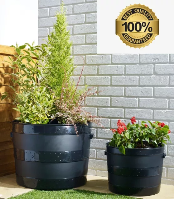 Planter  Large Barrel Tub Blacksmith Garden Tree Planter Flower Plant Pot