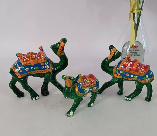 Juego de 3 piezas de exhibición de camellos en miniatura de artesanía de... 3