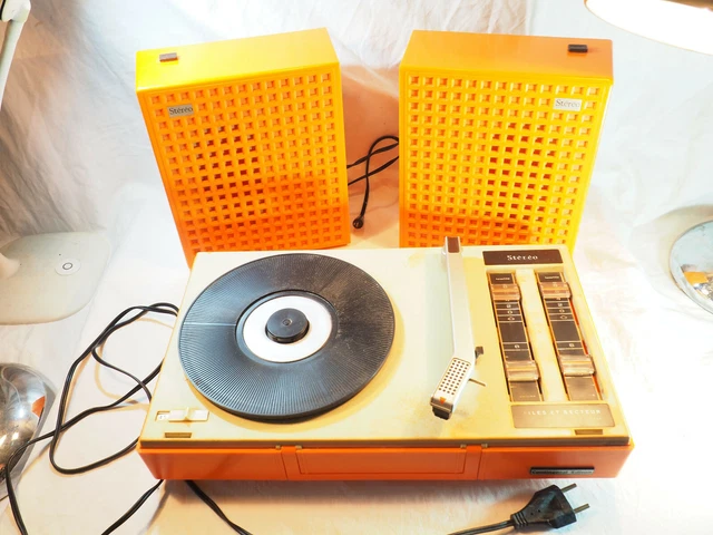 Tourne disque Philips Stereo 200 orange vintage – Madame Chine