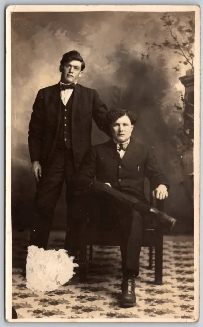 RPPC Dapper Men Bowties Suits Studio Portrait Photo Gay Interest LGBTQ Pre-1918