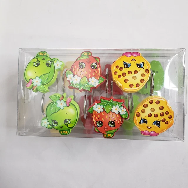 Shopkins Shower Curtain Hooks 12 Pieces Apple Strawberry Cookie