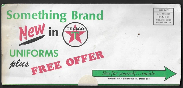 1964 Lion Uniform "Texaco Uniforms" Mailer Brochure