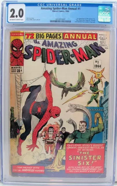 Amazing Spider-Man #1 Annual CGC 2.0 Marvel; 1st Team App Sinister Six
