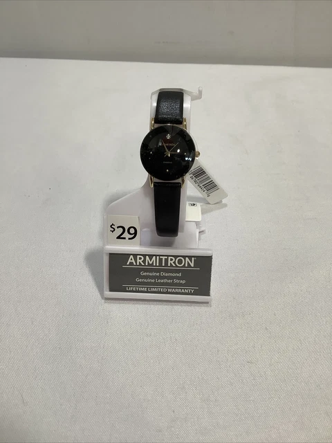 Armitron Women's Black Leather Strap With Gold Accents Watch