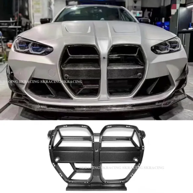 For BMW M3 G80 M4 G82 G83 2021+ W/ ACC Real Carbon Fiber Front Nose Grill Grille