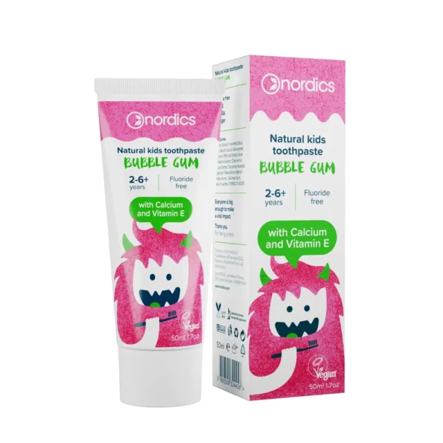 Nordics Kids Bubble Gum Natural anti-caries toothpaste Fluoride free