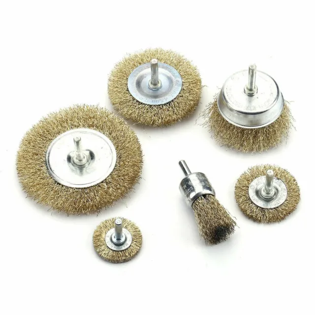 7x Heavy Duty Drill Wire Wheel Cup Flat Brush Metal Cleaning Rust Sanding Set UK