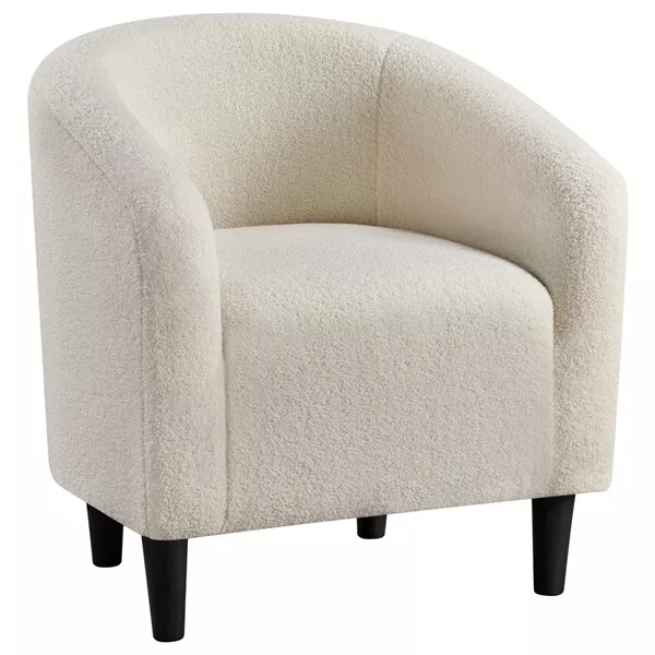 Soft Boucle Club Chair Accent Chair for Living Room Waiting Room Ivory