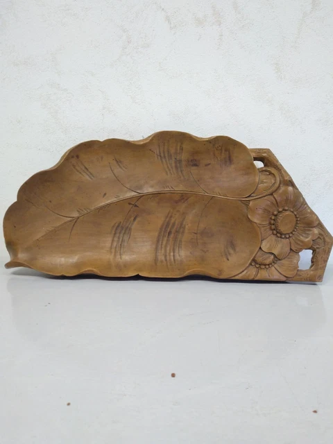 Plateau ancien en bois sculpté Louis Bollinger (signé Boli