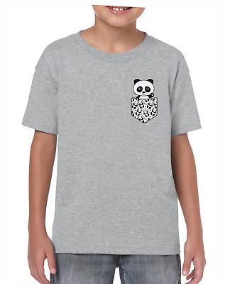 Pocket Panda Kids T Shirt Funny Cute Animal Zoo Design Top For Boys Girls Top