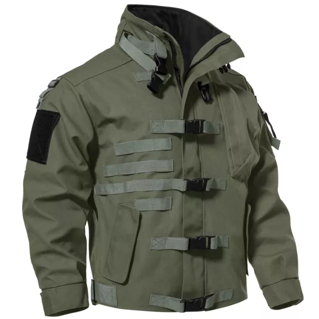 Mens Biker Tactical Jacket Outdoor Waterproof Military Fan Black Jacket Coat 2