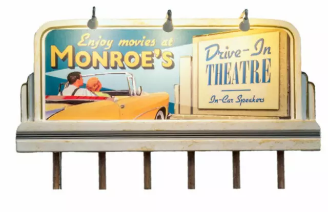 Woodland Scenics ~ HO ~ Just Plug Monroe's Drive-In Theatre Billboard ~ JP5794