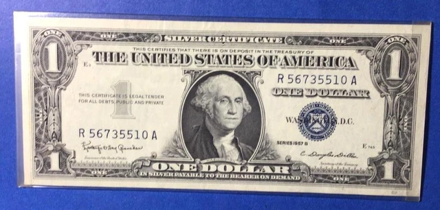 1957B $1 Blue SILVER Certificate Choice Crisp AU! X5510 Old US Paper Currency!