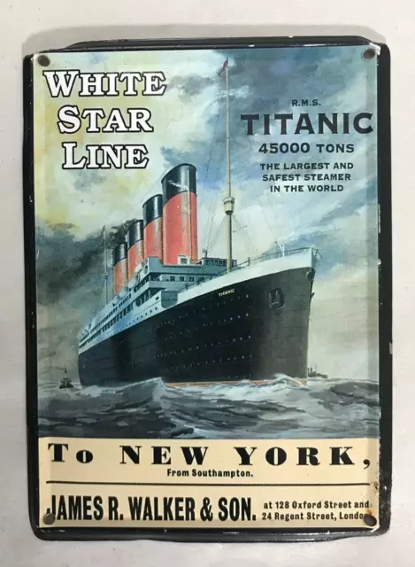 A Titanic White Star Line Metal Postcard - Post Marked By Air Mail / Royal Mail