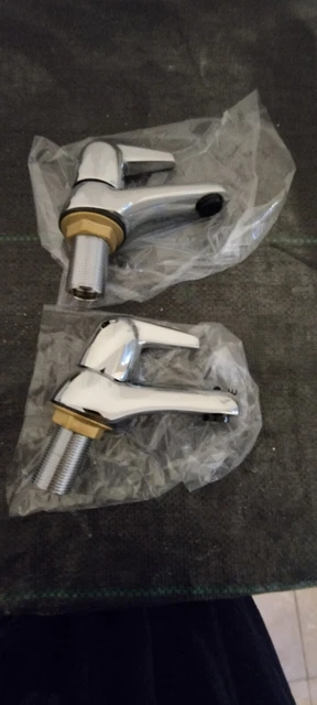 Pair Of Pegler All Chrome Bath/Basin Pillar Taps