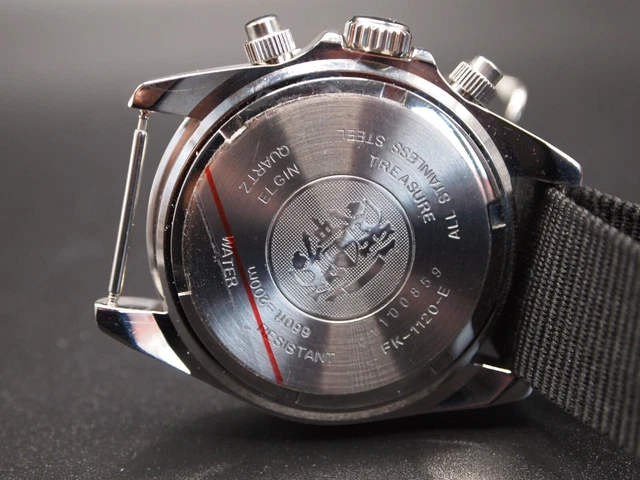 ELGIN CHRONOGRAPH TREASURE FK-1120-E Deluxe Scuba Diver 200M Mens ...