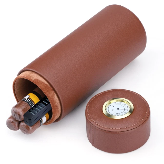 Cigare Étuis Portable Cuir Voyage Humidor Cèdre Bois Doublé Stockage 200x75x75mm