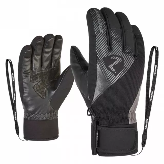 Ziener Gants de Ski Gido GTX Goretex Noir Gris 757 Neuf