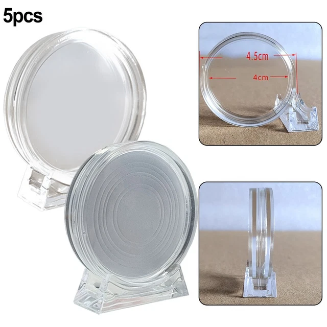 Custodia display monete da collezione 5 pz scatola acrilica trasparente diametro 4 cm