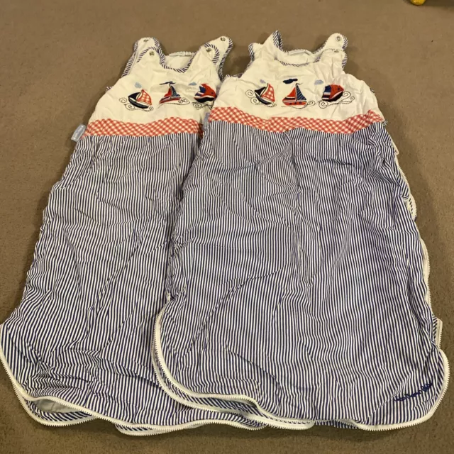 Jojo Maman Bebe 2 X Sleeping Bags 6-18 Months 2.5 Tog Boat Theme