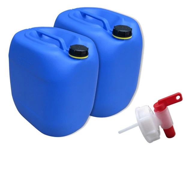 2 x 30 L blau lebensmittelecht dicht Kanister Camping & Outdoor + Hahn NEU.