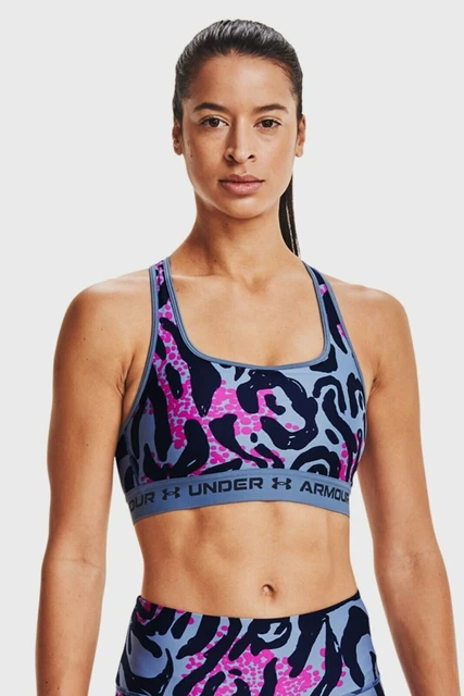 Under Armour Mid Crossback Printed Sports Bra Donna Blu Minerale Sportswear