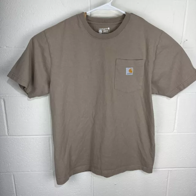 Camiseta de bolsillo Carhartt para hombre mediana bronceada manga corta ajuste original K87 DES