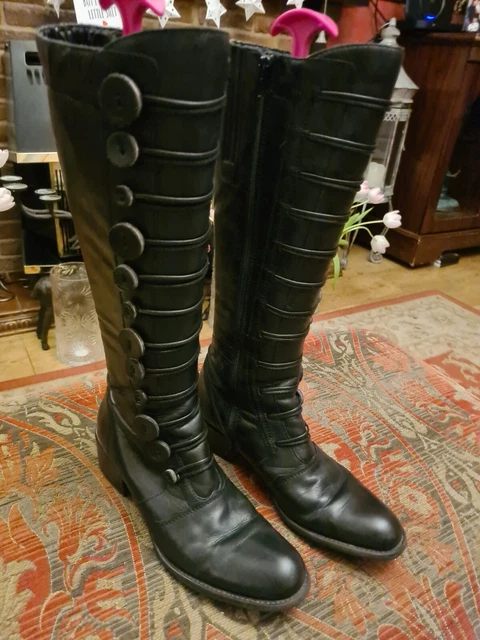 LADIES BLACK BERTIE FreeFlex Long Buttoned Boots Size 6 45.00 PicClick UK