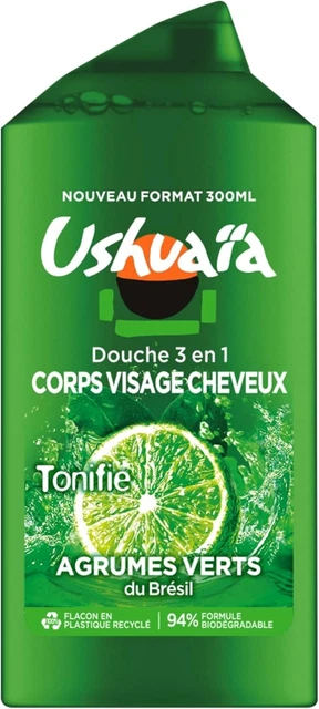 Lot De 2 Produits Ushuaia Homme : Gel Douche & Shampoing Minéraux Marin PH Neutre - 2x300ml