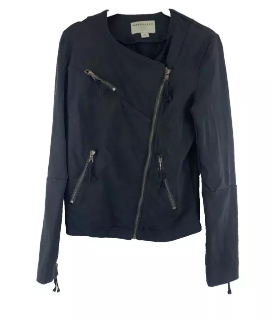 Marrakech Mollie Moto Jacket Black Zip Pockets Stretch Womens Extra Small XS