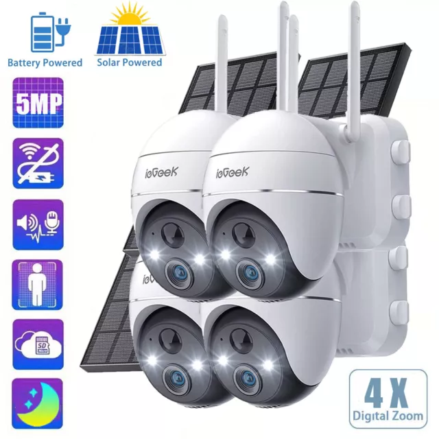 ieGeek 5MP WiFi Battery Security Camera Solar Powered Wireless Home CCTV Outdoor