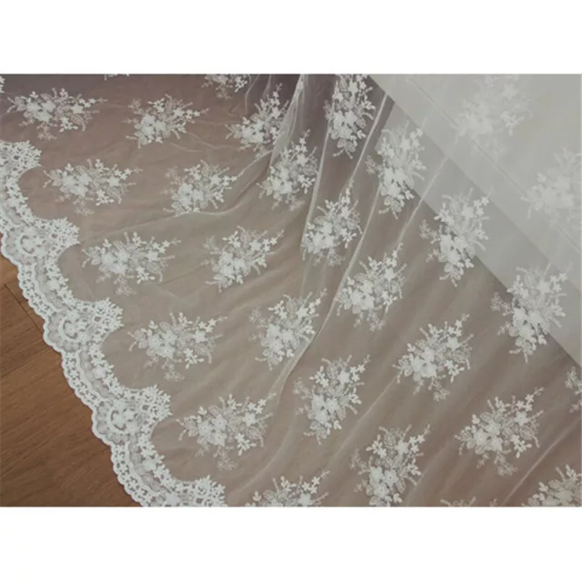 Embroidery Floral Mesh Lace Fabric DIY Costume Clothes Wedding Dress Curtain