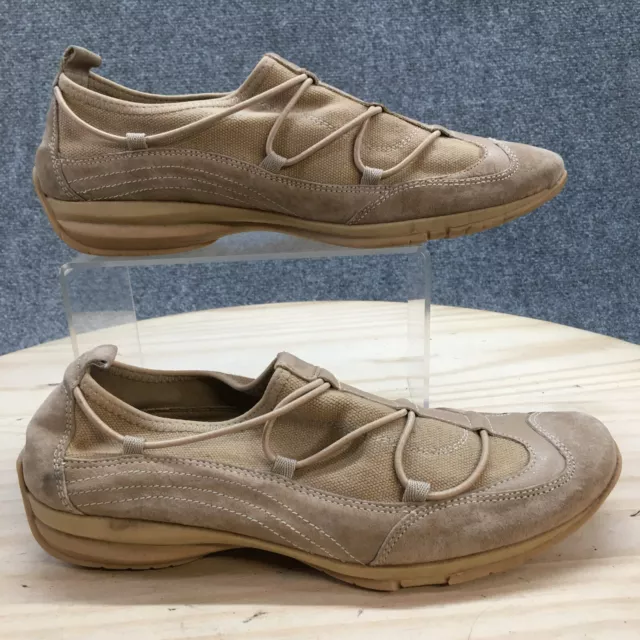 Easy Spirit Shoes Womens 7.5 N Pick Me Slip On Beige Leather Round Toe Low Top