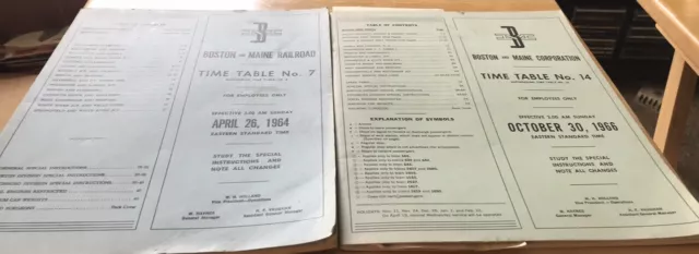 Boston and Maine Railroad 1964 & 1966 Employee Timetables Train Souvenir