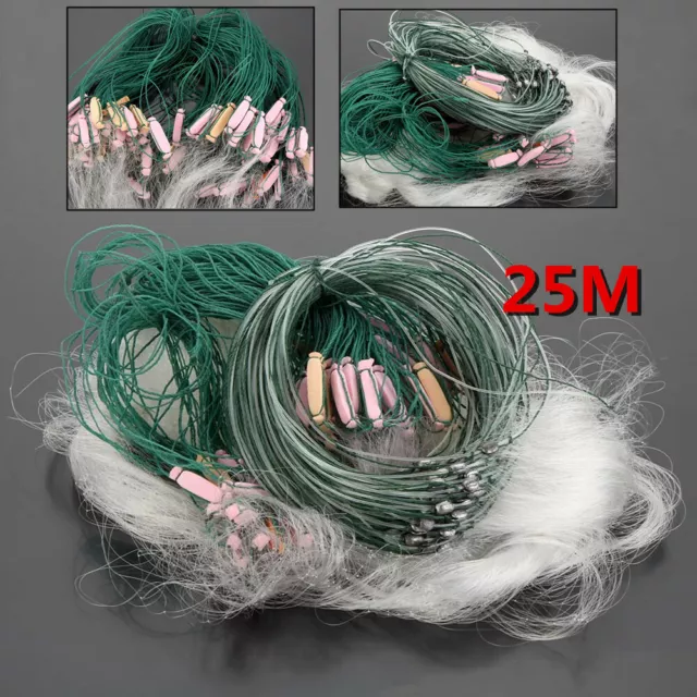 New Lixada 25m 3 Layers Monofilament Fishing Fish Gill Net with Float W1Y8