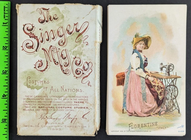 Antique 1893 Singer Sewing Machine Costumes of Nations 36 Exposition Trade Card