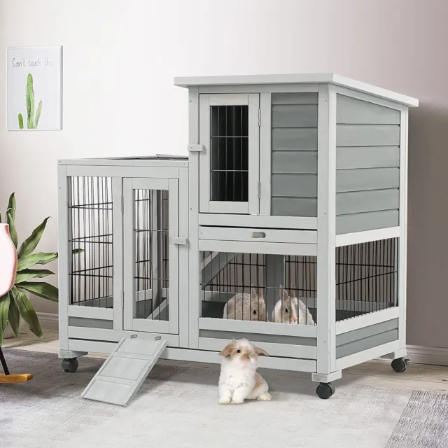 Rabbit Hutch Pet Cage for Small Animals with Run Bunny House Indoor & Outdoor