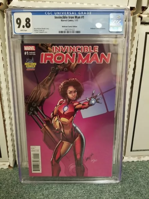 Invincible Iron Man #1 CGC 9.8 Midtown Campbell Riri Williams Iron Heart