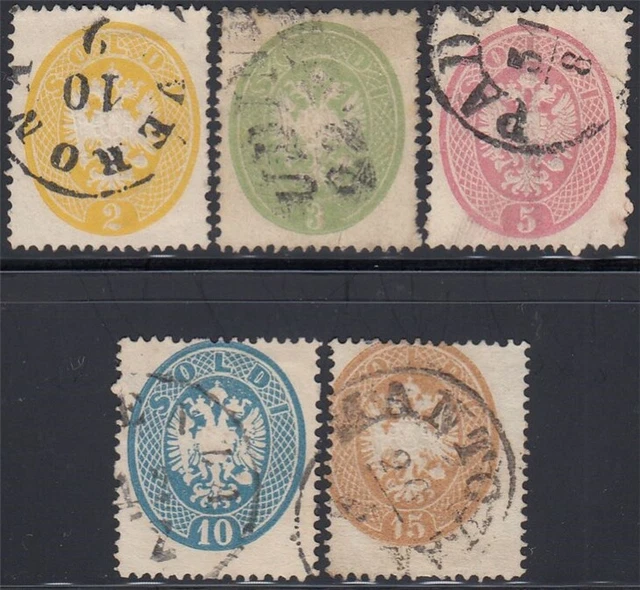 Lombardei Venetien 1863 Nr. 14-18 Doppeladler K14 gestempelt