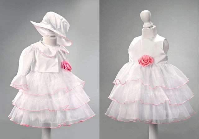 ABITO da BATTESIMO CERIMONIA vestito femminuccia bianco rosa DAMIGELLA cod 1899