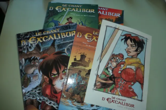 BD - lot de 3 bds - le chant d'excalibur T1 à T3 + Coffret + cahier d'Esquisses